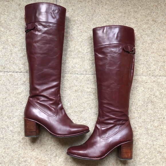 Opening Ceremony Shoes - Opening Ceremony, knee high leather boots, burgundy, euro size 38